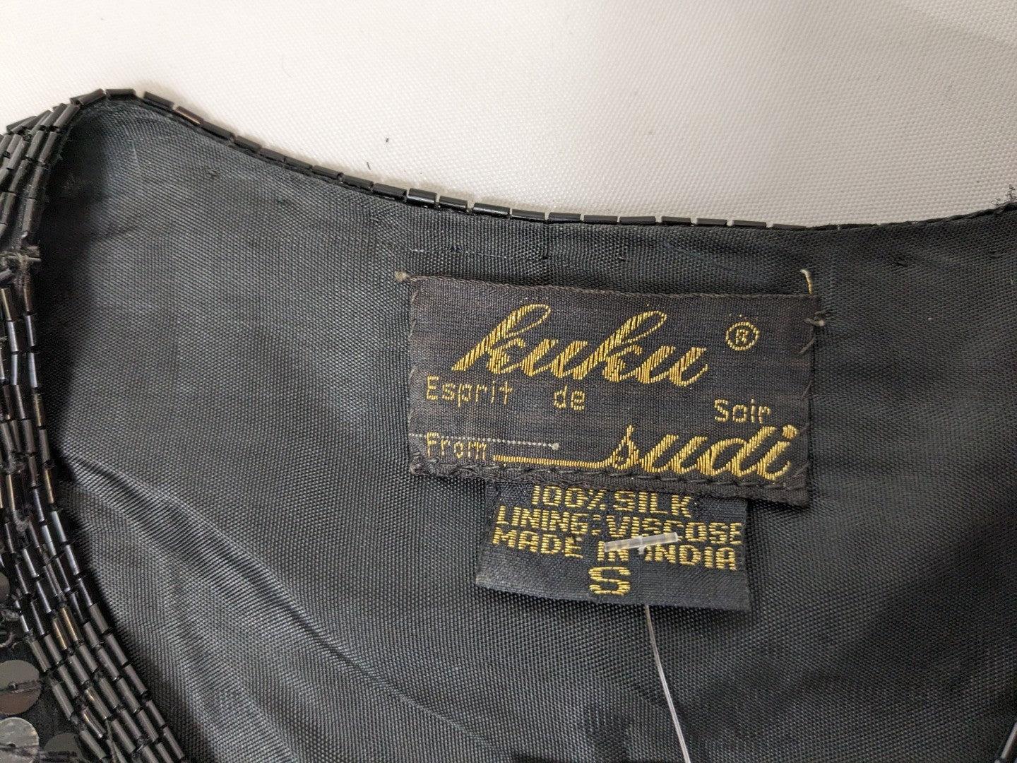 Kuku Espirit De Soir From Sudi Black Beaded Cropped Jacket - Size S