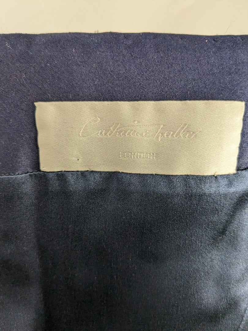 Vintage 80's Catherine Walker London Blue Velvet Dress - Size 8