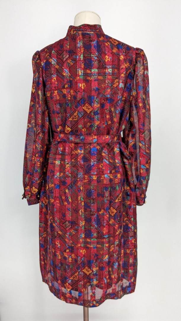 Vintage 70's Lerose Multicoloured Ladies Shirt Dress - Size 14