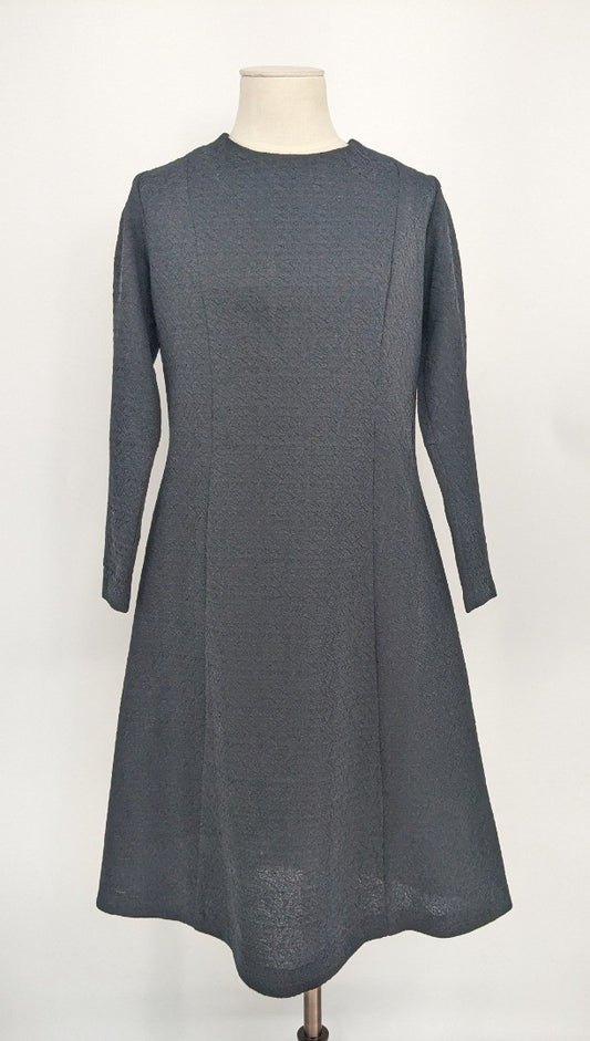 Vintage 60's Unbranded Little Black Mod Crepe Dress - Size 12