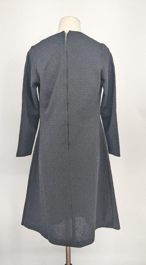 Vintage 60's Unbranded Little Black Mod Crepe Dress - Size 12