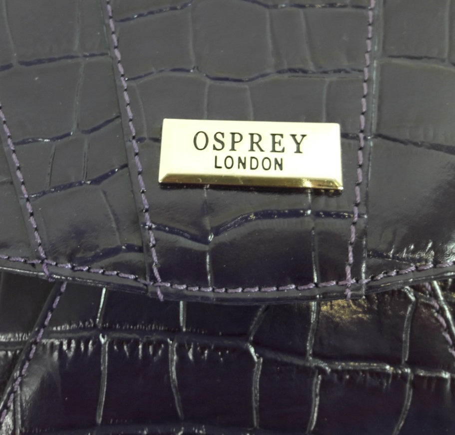 Osprey Purple Leather Croc Print Clutch Bag. Pristine Condition BNWOT