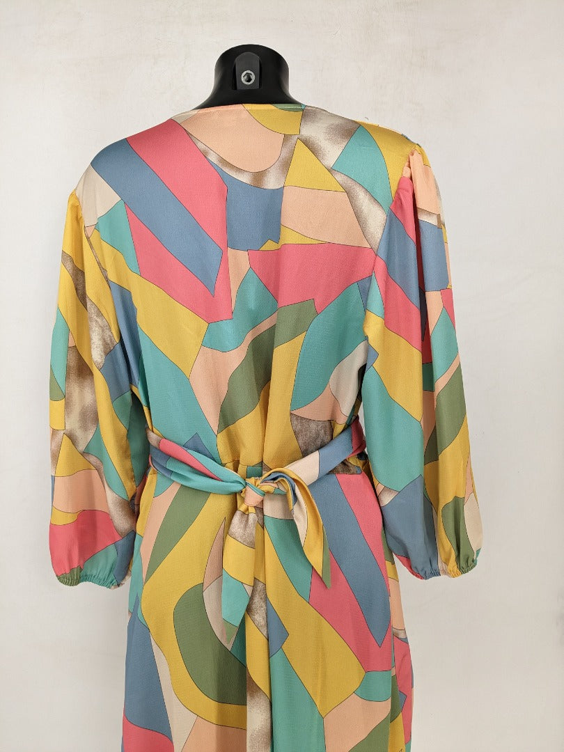 Chi Chi London Curve Multicoloured Colour Block Dress - Size 10